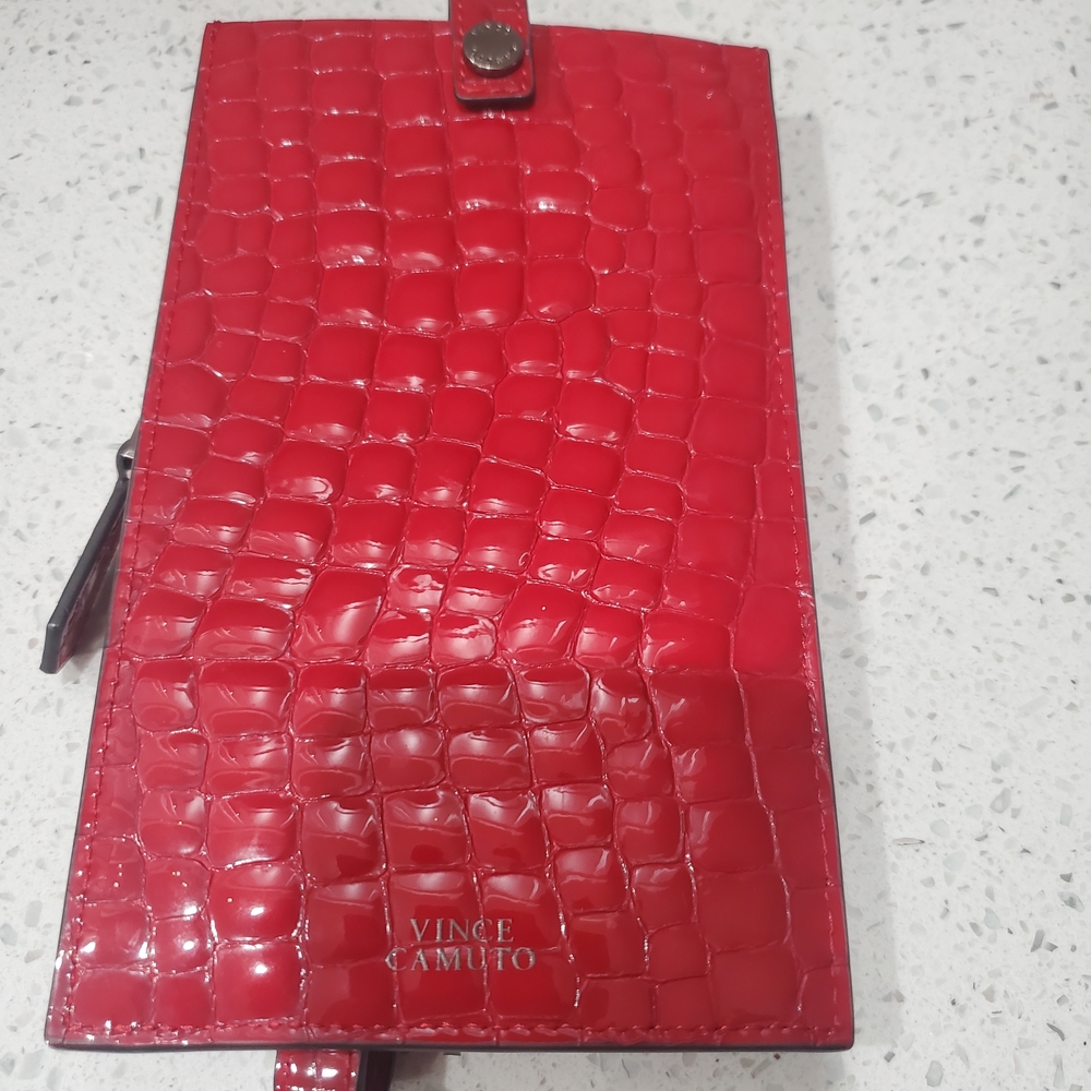 Vince Camuto Glossy Red Croc-Embossed Clutch
